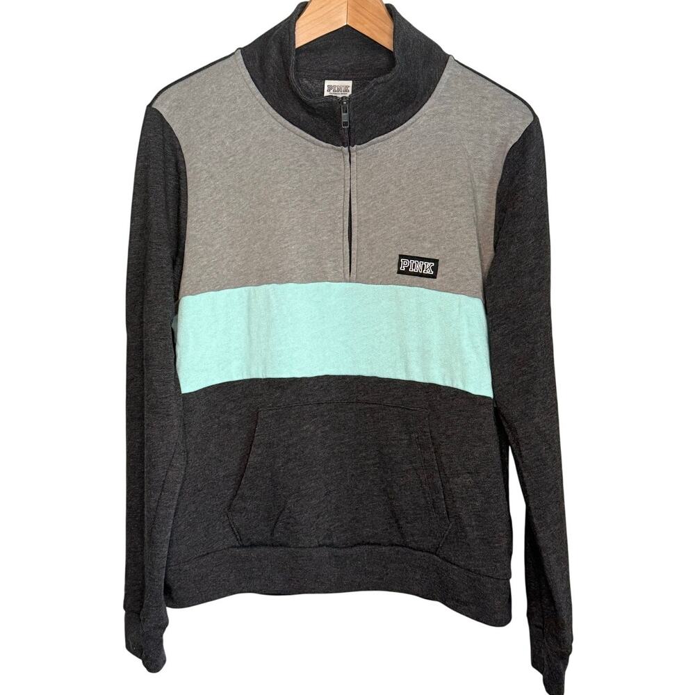 PINK Victoria’s Secret Women’s Large Sweatshirt Colorblock 1/4 Zip